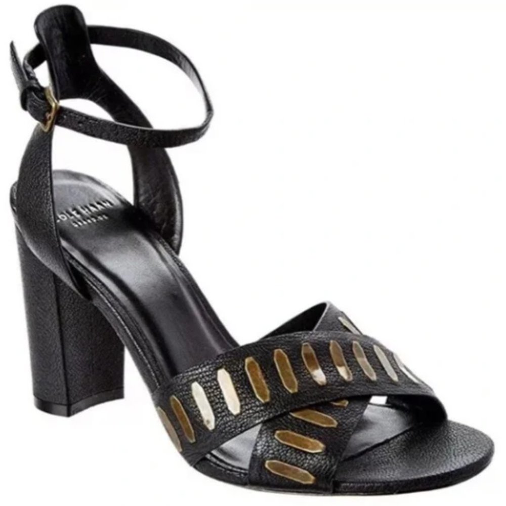 Cole Haan Women's Block Heel Sandals Black with Metal details